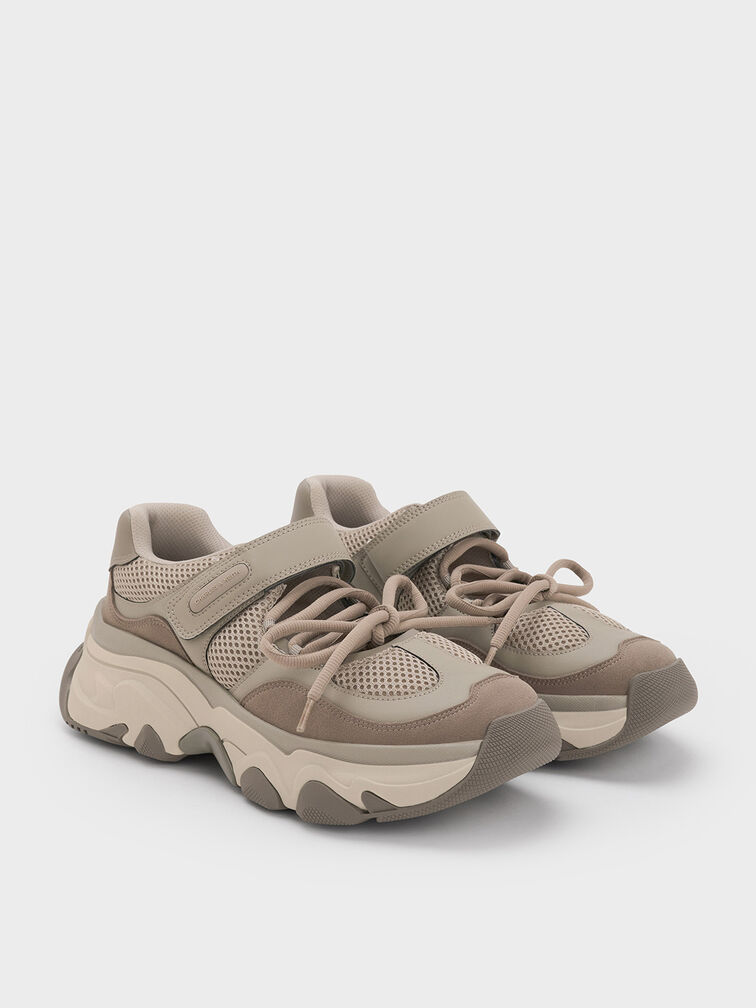Gaskell Mesh Mary Jane Sneakers, Taupe, hi-res
