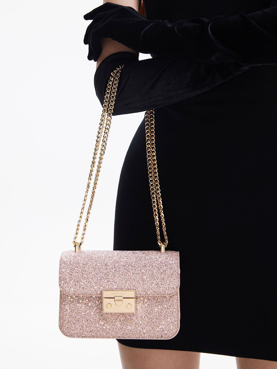 Charles and keith glitter sling bag sales