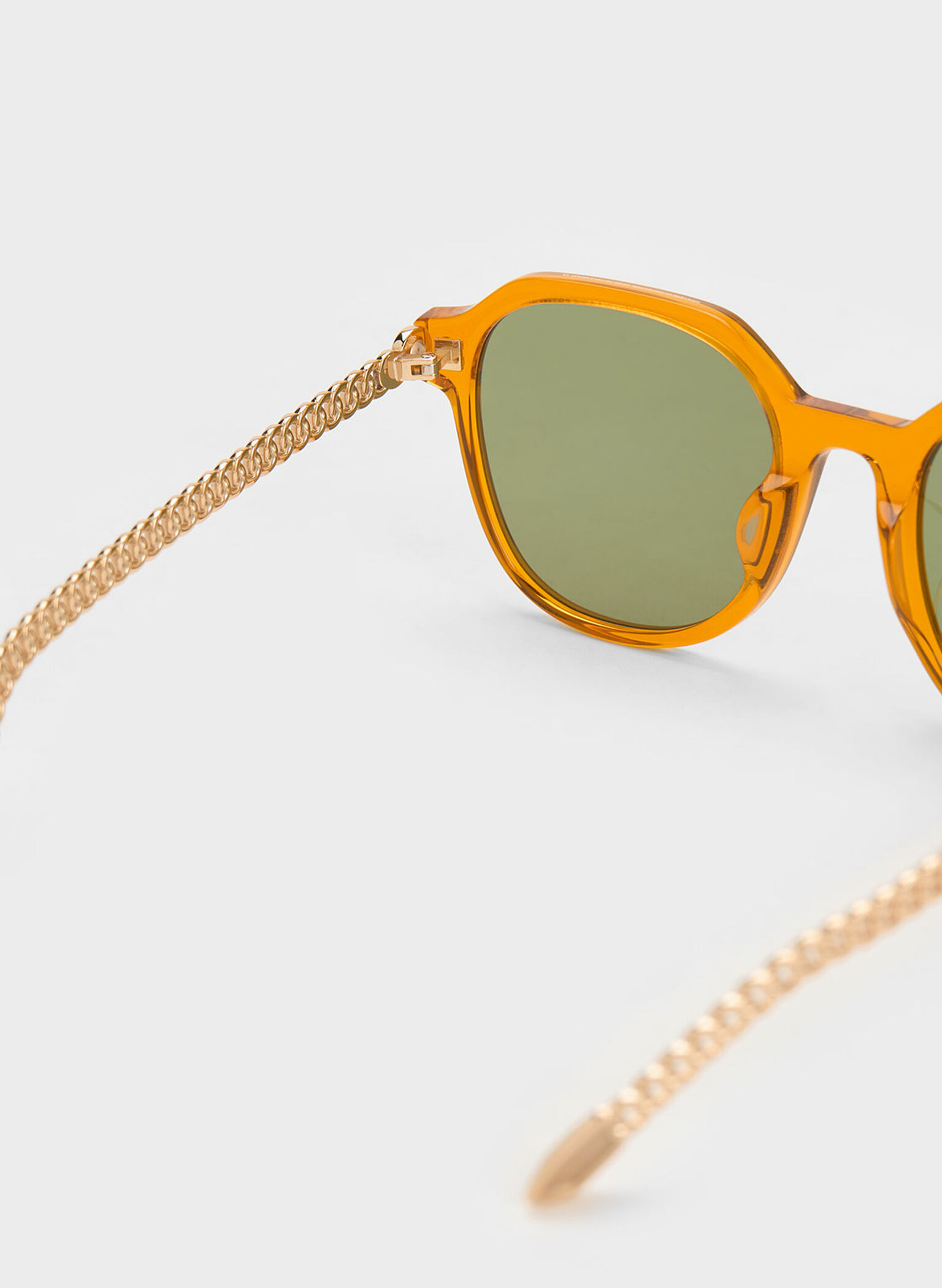 Recycled Acetate Chain-Link Sunglasses, Orange, hi-res