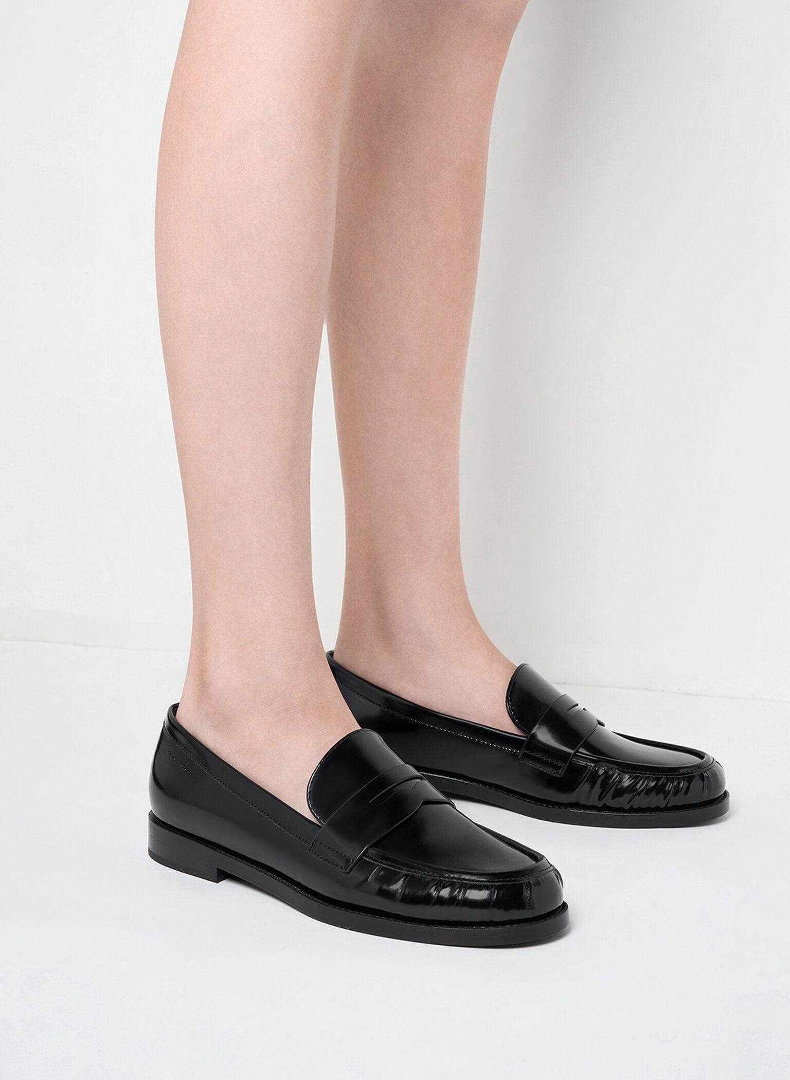 Ruched Penny Loafers, Black Box, hi-res