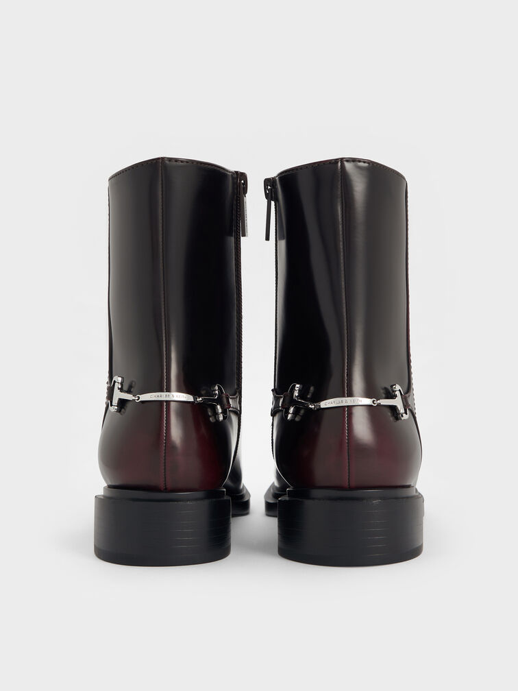 Erinna Metallic-Accent Side-Zip Ankle Boots, Burgundy, hi-res