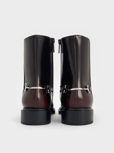 Erinna Metallic-Accent Side-Zip Ankle Boots, Burgundy, hi-res