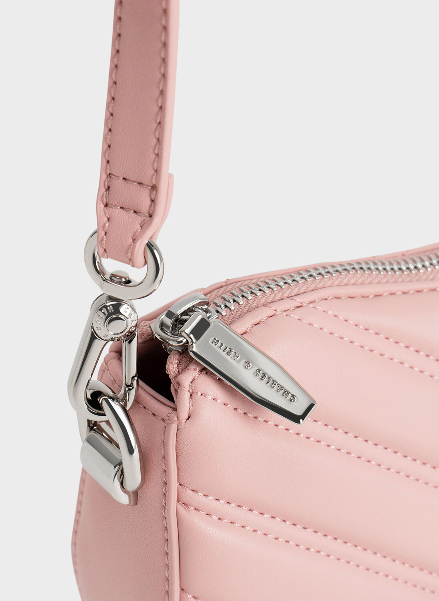 Freja Curved Panelled Bag, Light Pink, hi-res