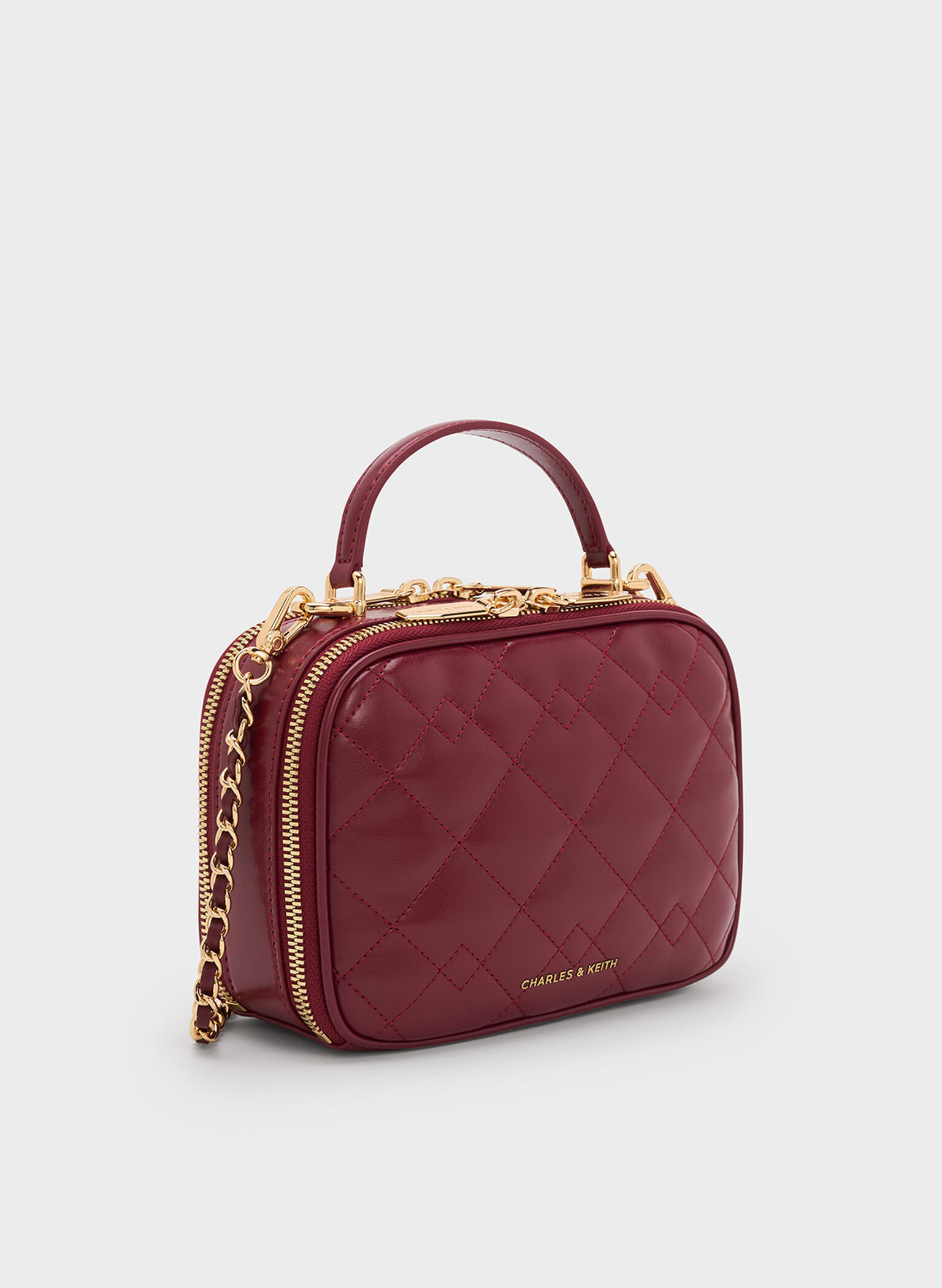 Duo Quilted Vanity Bag, Burgundy, hi-res