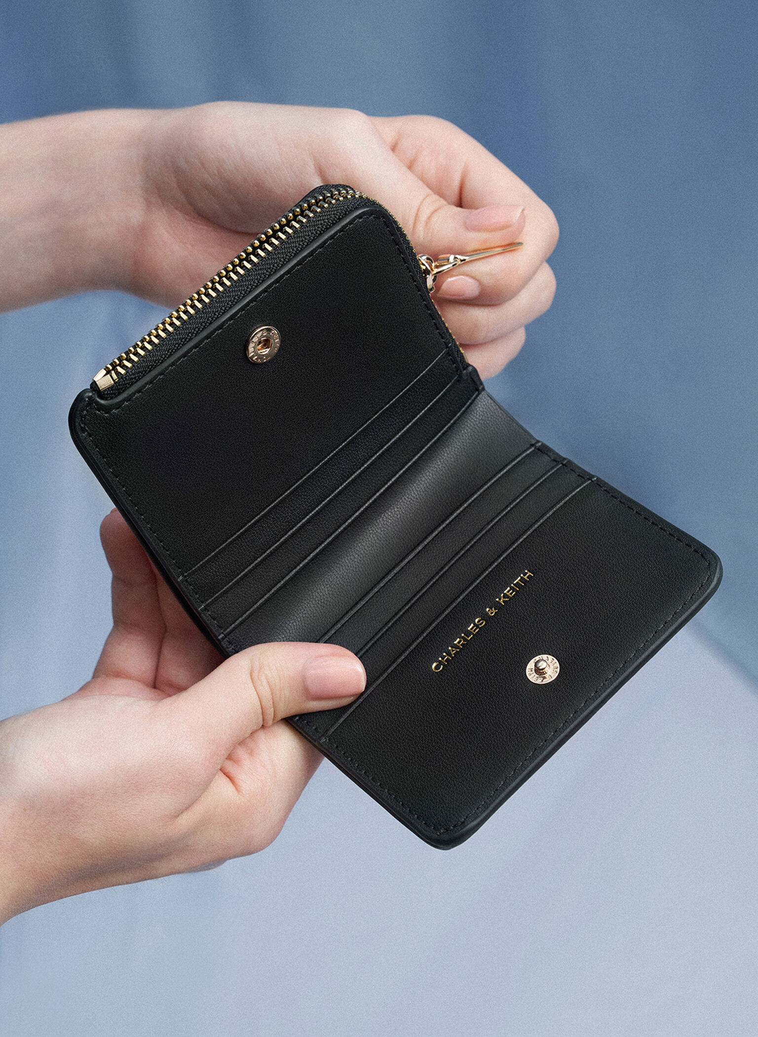 Keely Top Zip Small Wallet, Black, hi-res