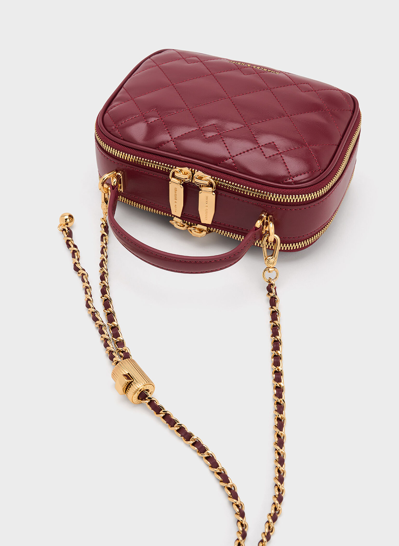 Duo Quilted Vanity Bag, Burgundy, hi-res