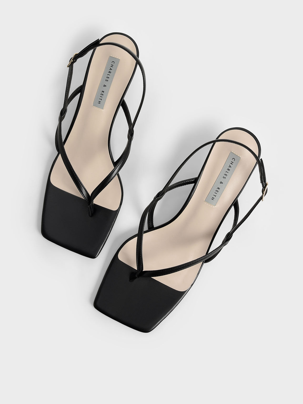 Slingback Thong Sandals Black