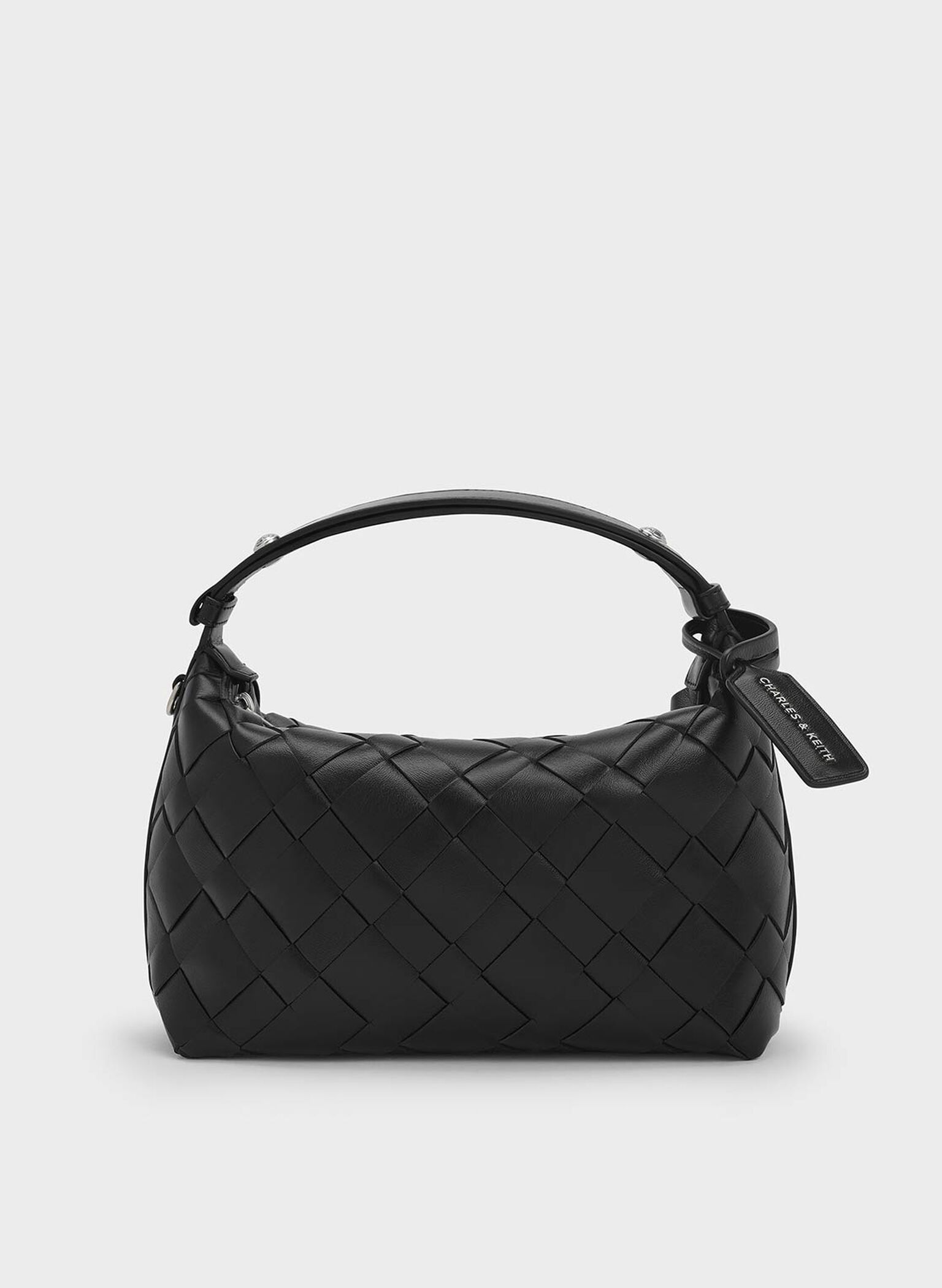 Ivette Woven Shoulder Bag, Noir, hi-res