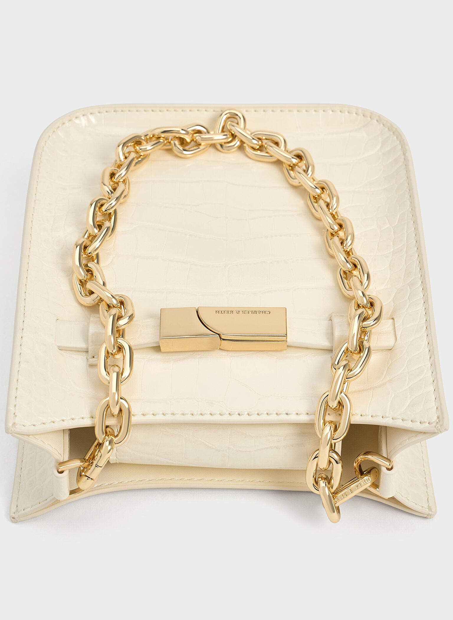 Aurelia Croc-Effect Metallic-Accent Crossbody Bag, Cream, hi-res