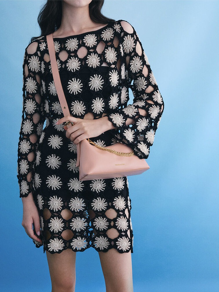 Atwood Chain-Embellished Shoulder Bag, Light Pink, hi-res