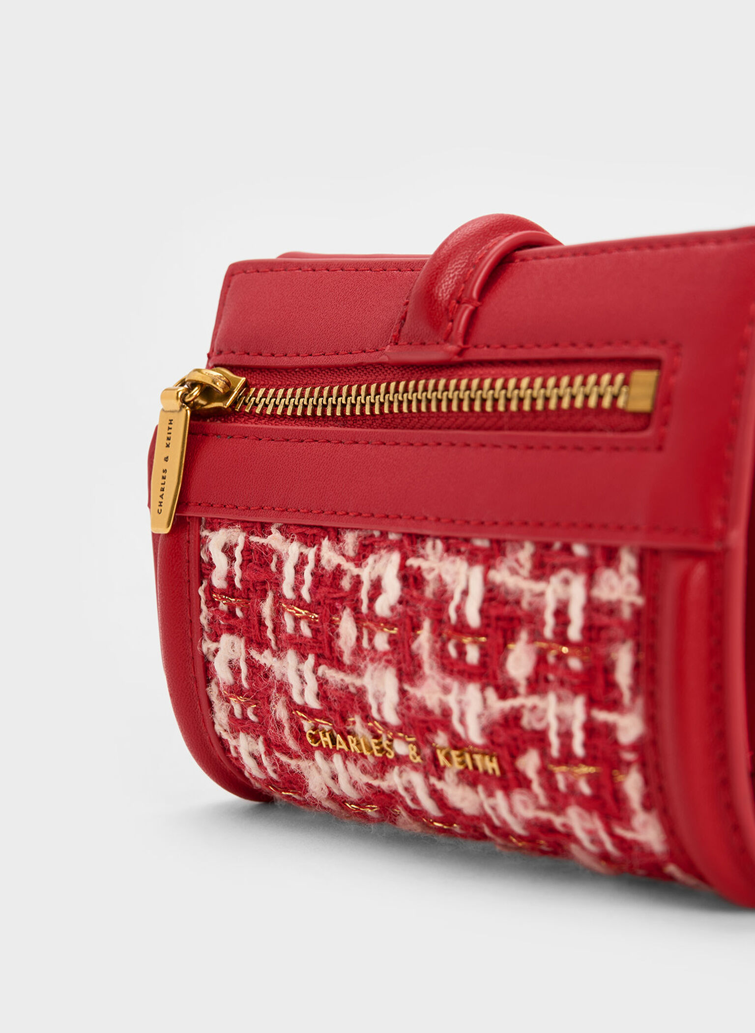 Trudy Metallic Accent Tweed Wallet, Red, hi-res