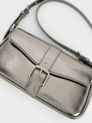 Blaise Belted Shoulder Bag, Pewter, hi-res