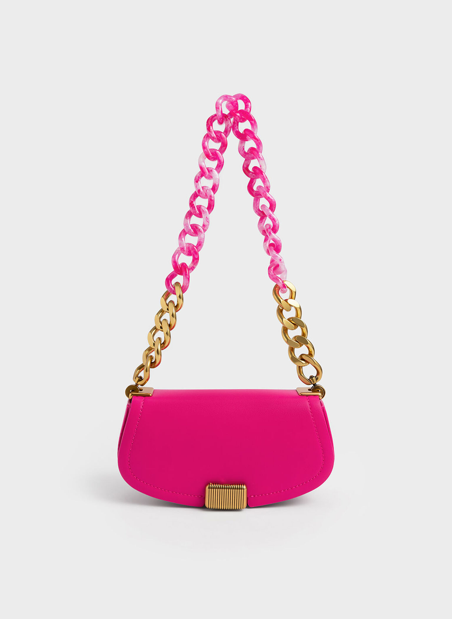 Sonnet Two-Tone Chain Handle Shoulder Bag, Fuchsia, hi-res
