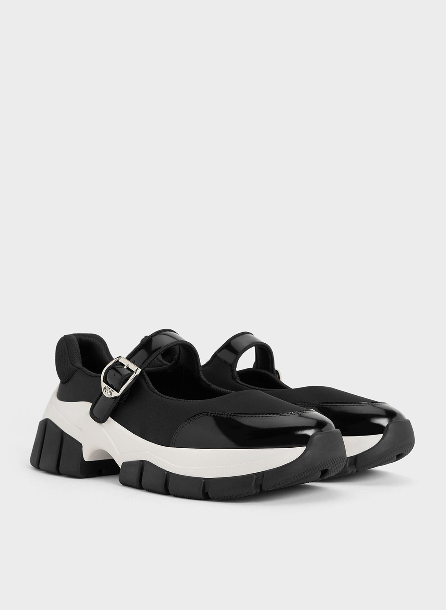 Yunna Leather & Recycled Fabric Mary Jane Sneakers, Black, hi-res