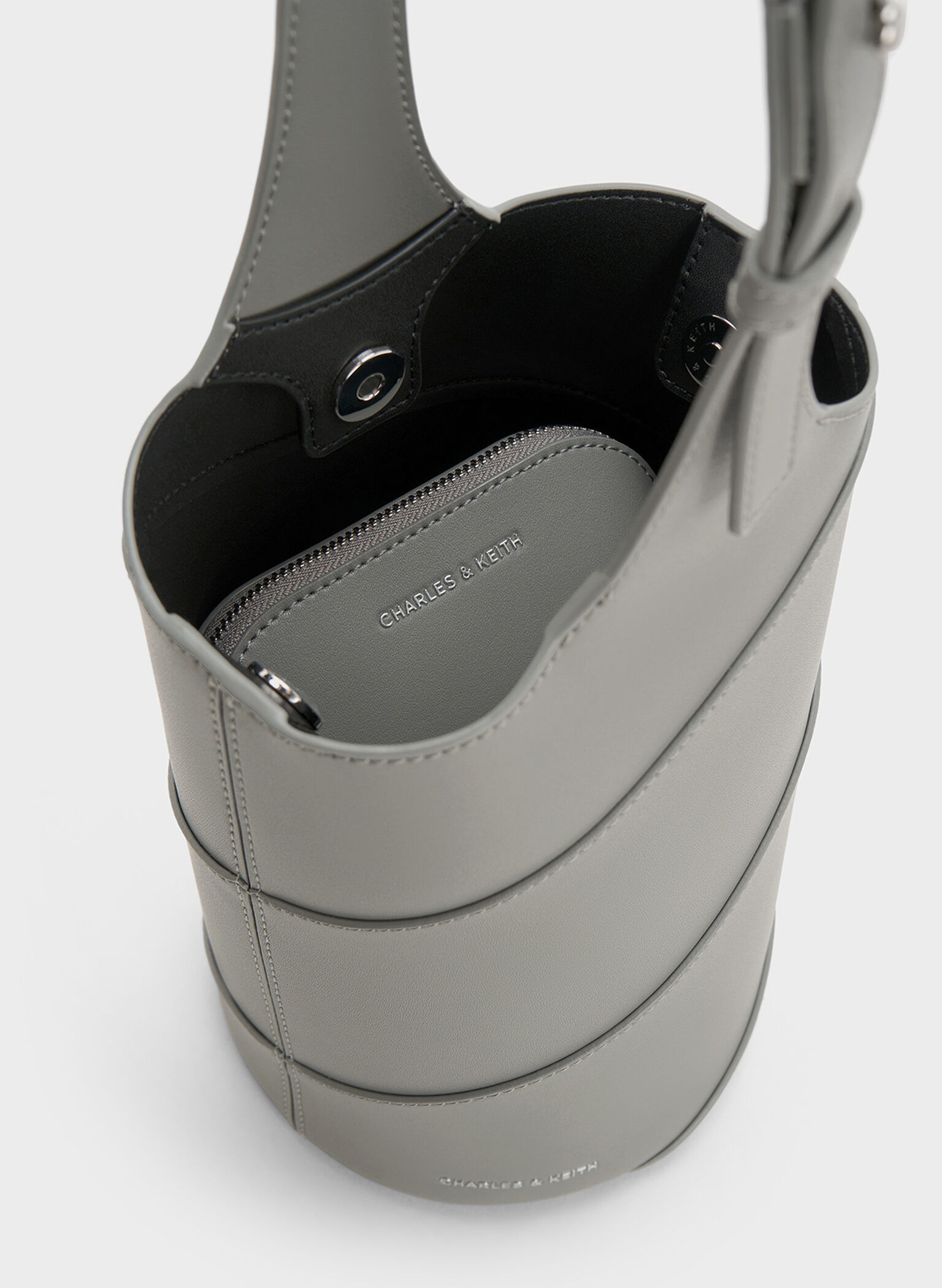 Trin Cylindrical Bucket Bag, Grey, hi-res