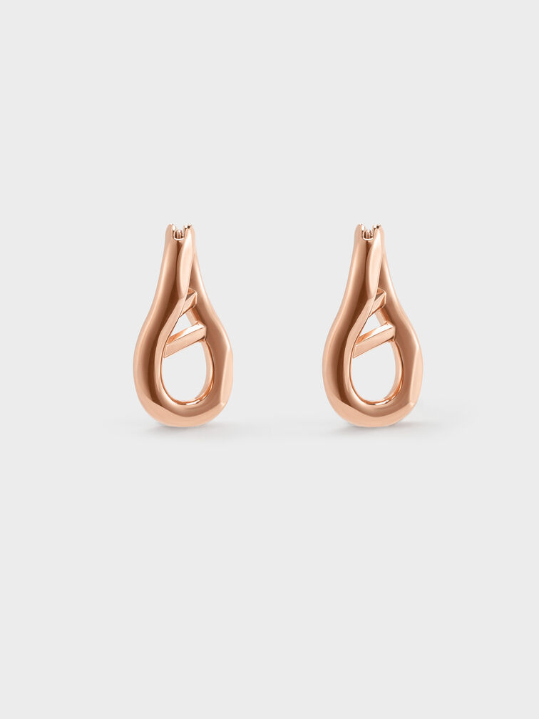 Nyra Sculptural Drop Earrings, Rose Gold, hi-res