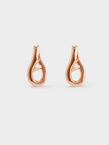 Nyra Sculptural Drop Earrings, Rose Gold, hi-res