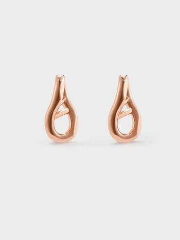 Nyra Sculptural Drop Earrings, Rose Gold, hi-res