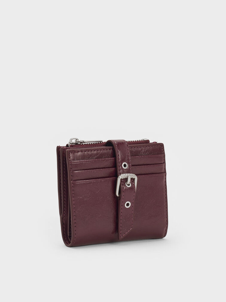 Blaise Grommet-Belt Top-Zip Small Wallet, Wineberry Red, hi-res