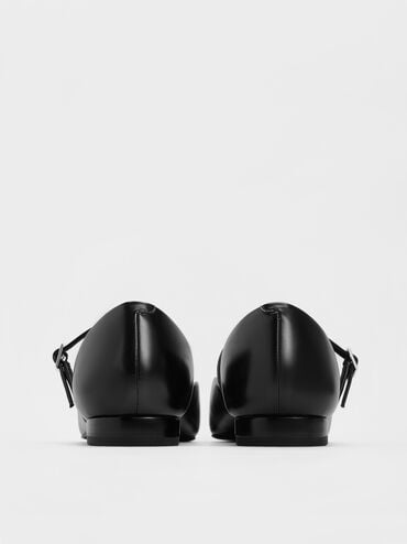 Pointed-Toe D'Orsay Mary Janes, Black, hi-res