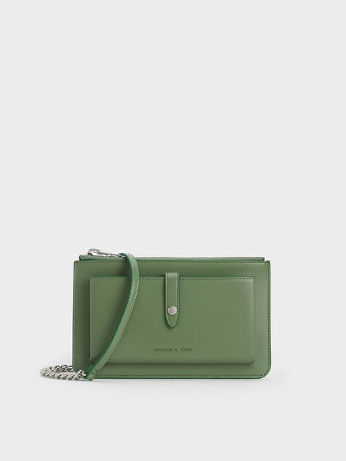 Rebel Top-Zip Long Wallet, Green, hi-res