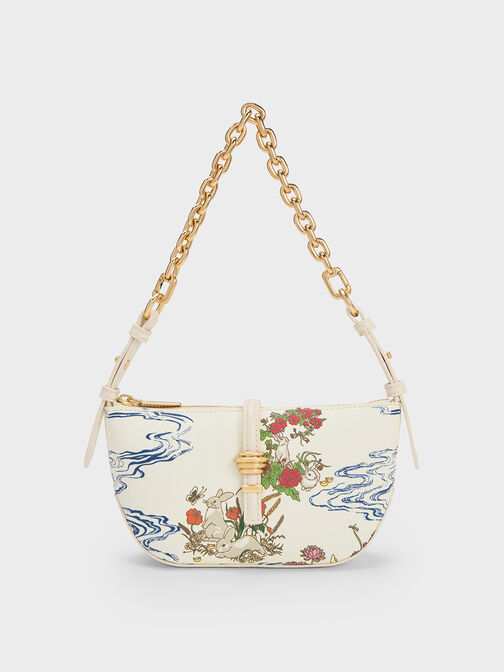 Rabbit Illustrated Belted Bag, Cream, hi-res