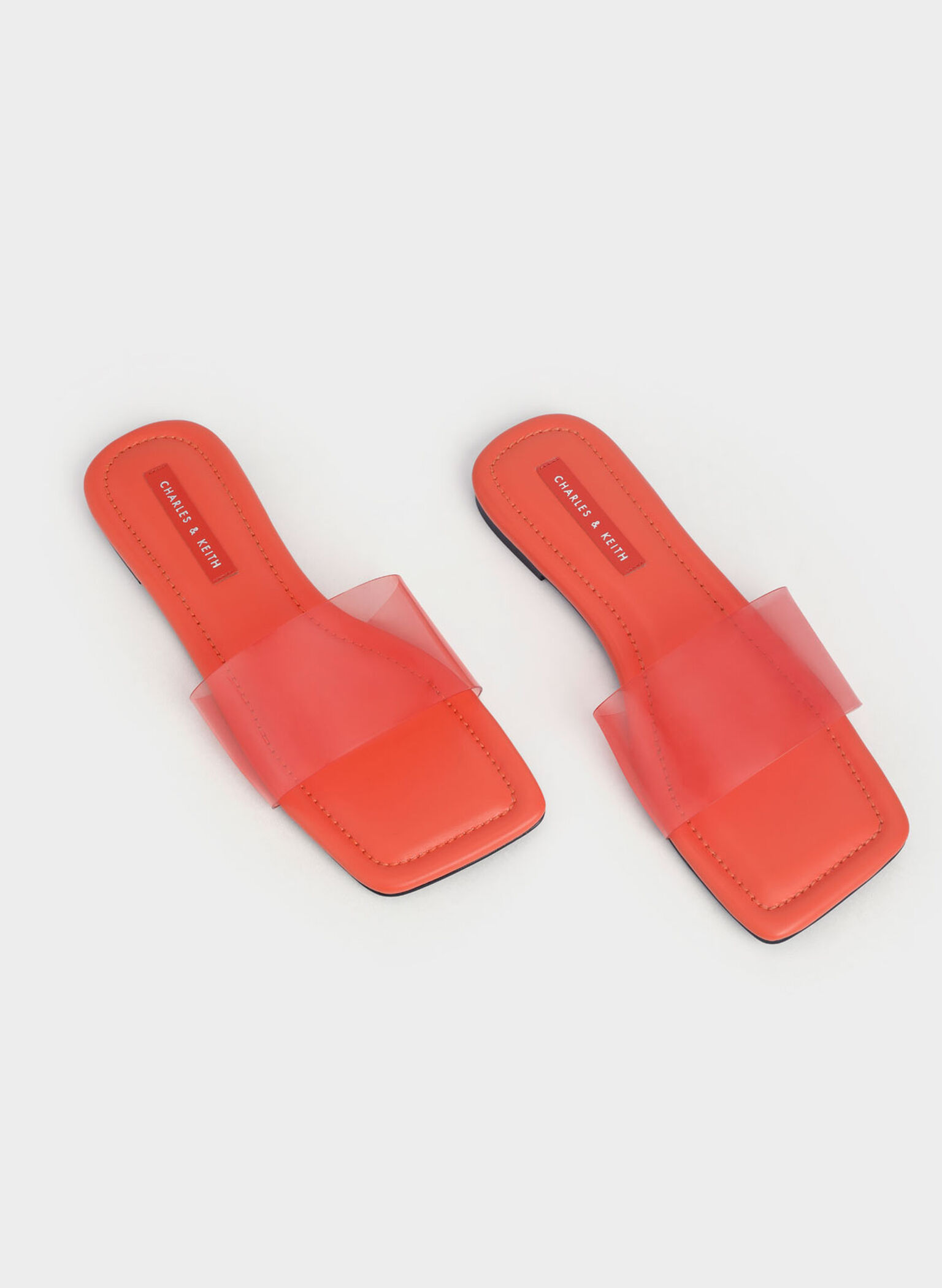 Padded Slide Sandals, Orange, hi-res