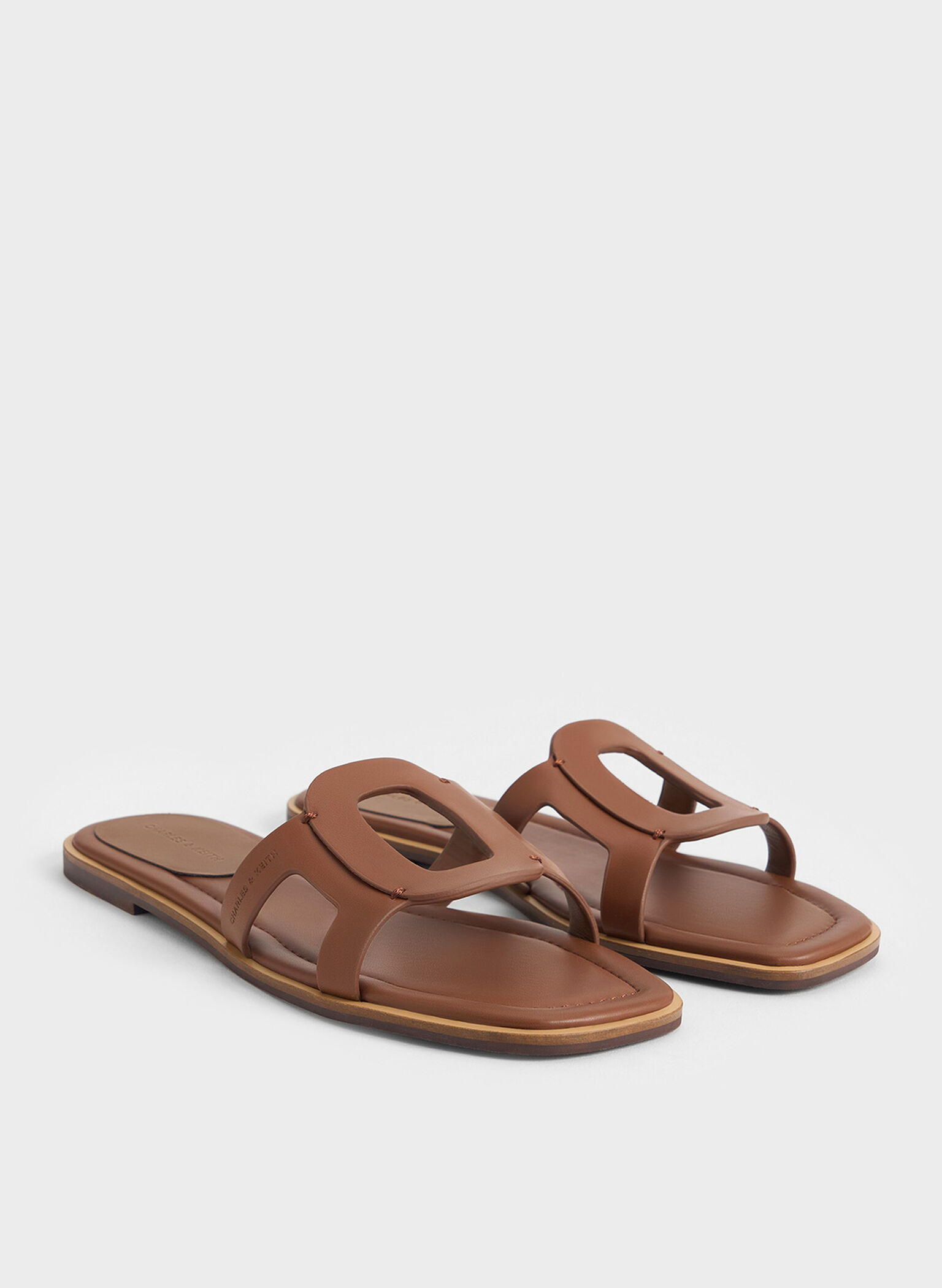 Easley Cut-Out Slide Sandals, Caramel, hi-res