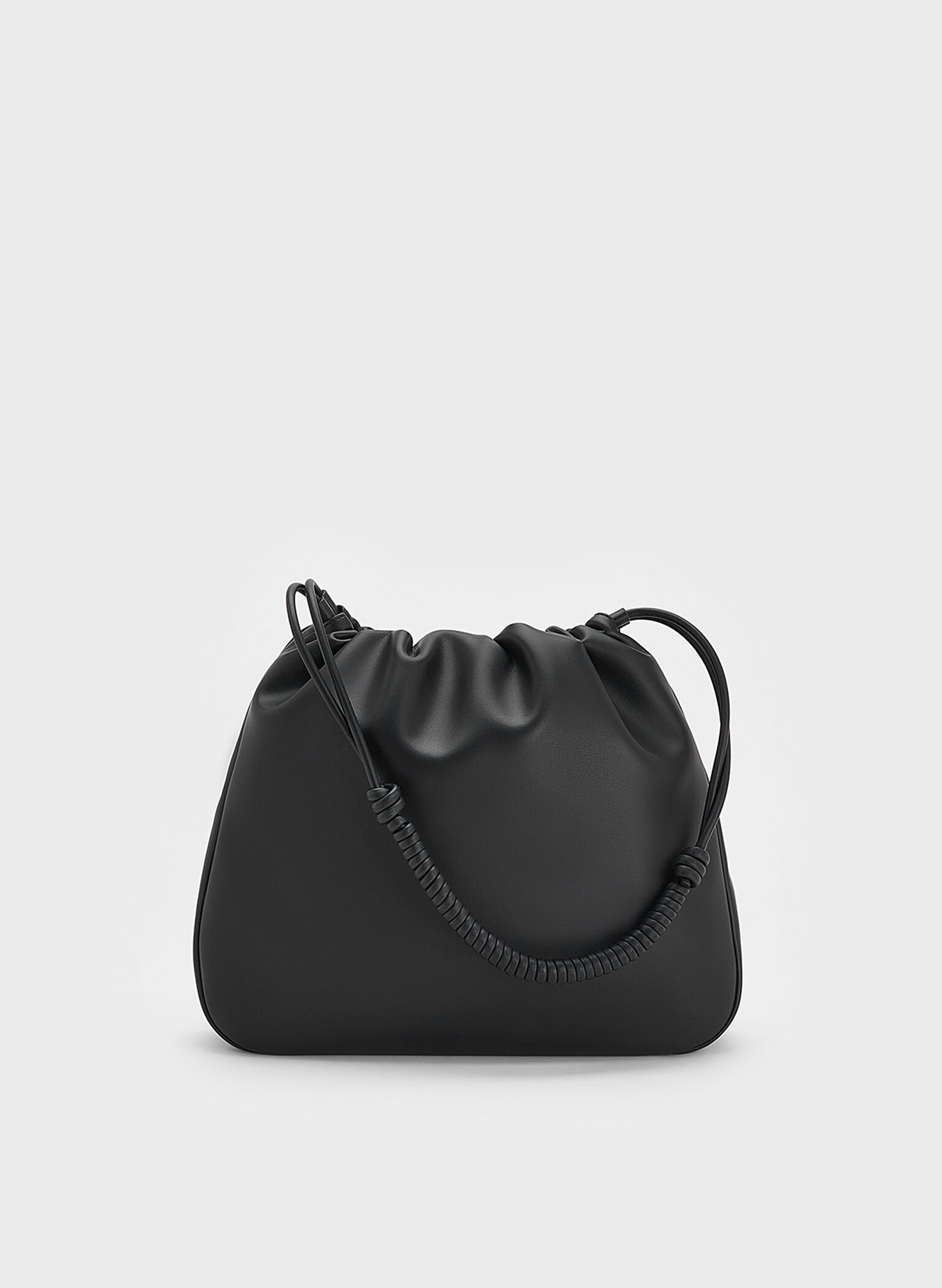 Lorelai Ruched Knotted-Strap Hobo Bag, Noir, hi-res