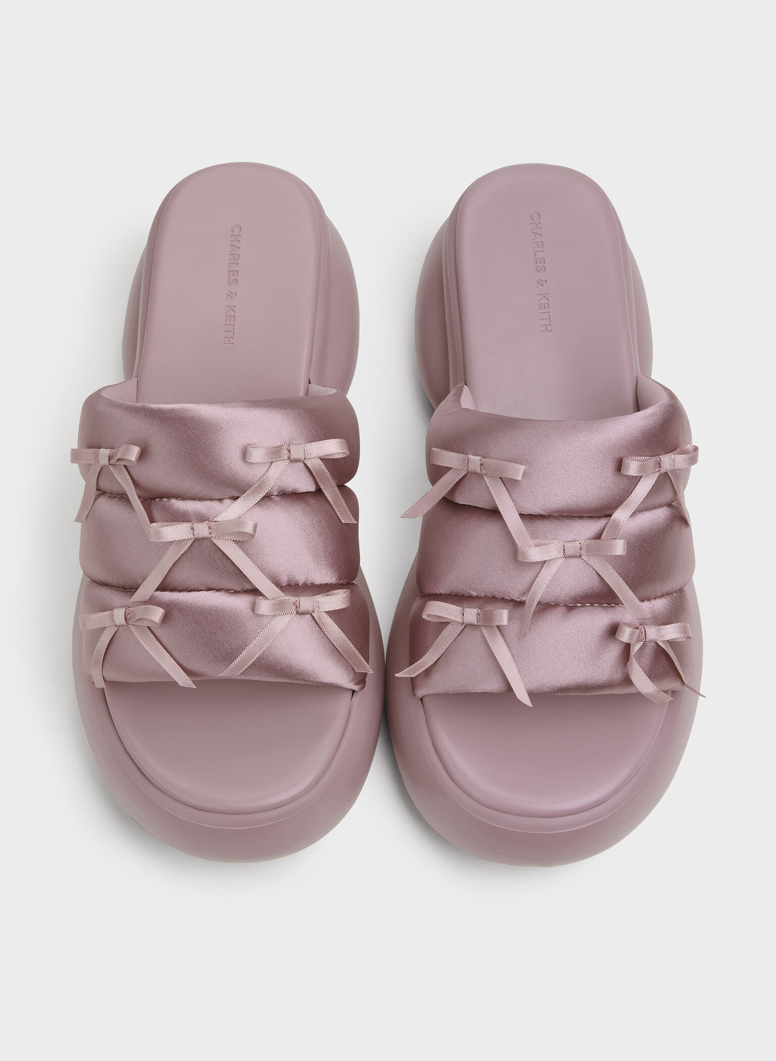 Recycled Polyester Bow Puffy Sports Sandals, Pink, hi-res