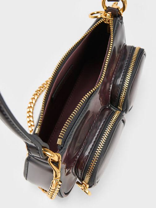 Letitia Chain-Link Shoulder Bag, Dark Chocolate, hi-res