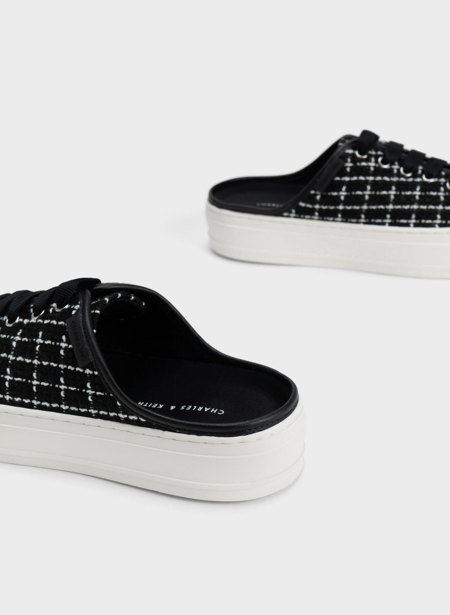 Tweed Slip-On Sneakers, Black, hi-res
