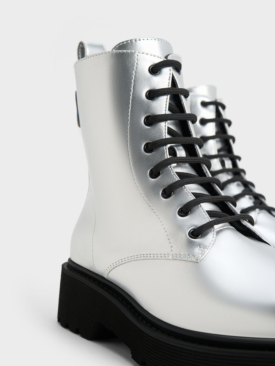 Silver lace up boots new arrivals