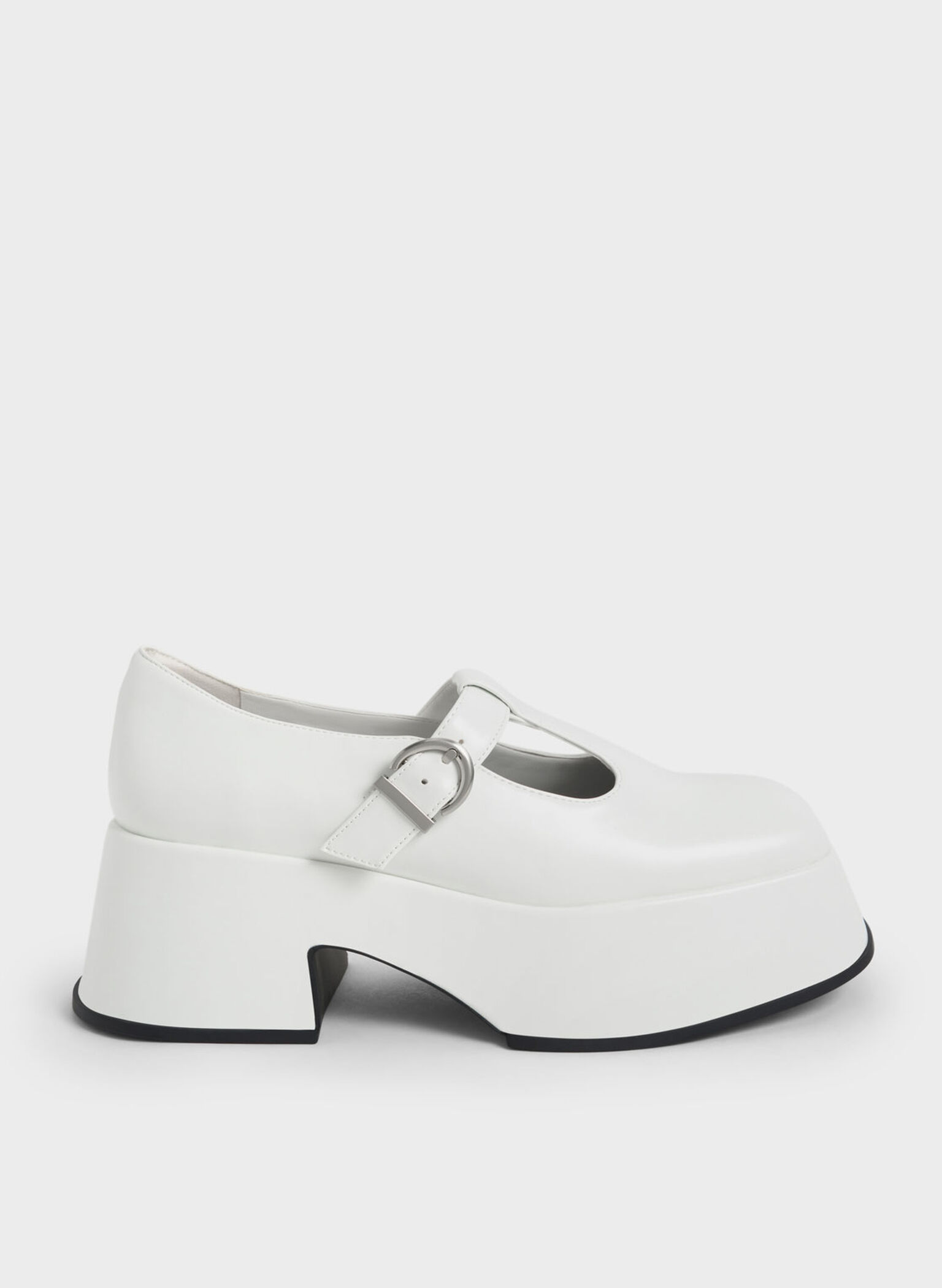 Platform T-Bar Mary Janes, White, hi-res