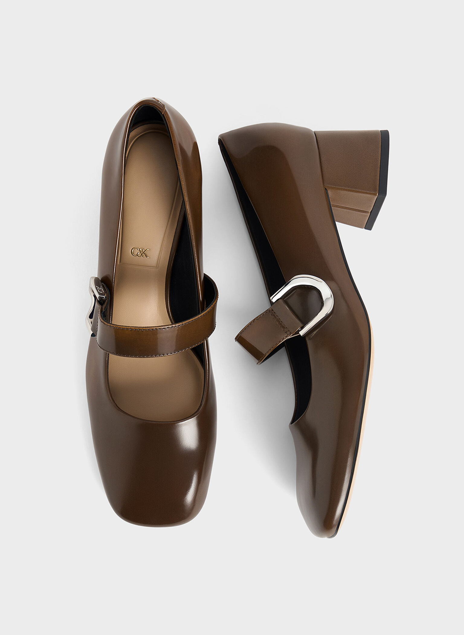 Gabine Leather Mary Jane Pumps, Brown, hi-res