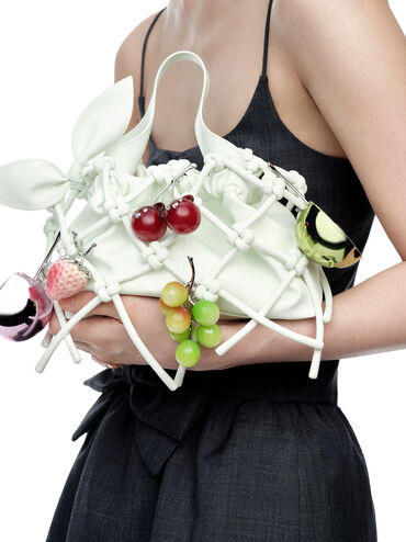Ally Ruched Slouchy Knotted Bag & Fruit Charms Set, Mint Sorbet, hi-res