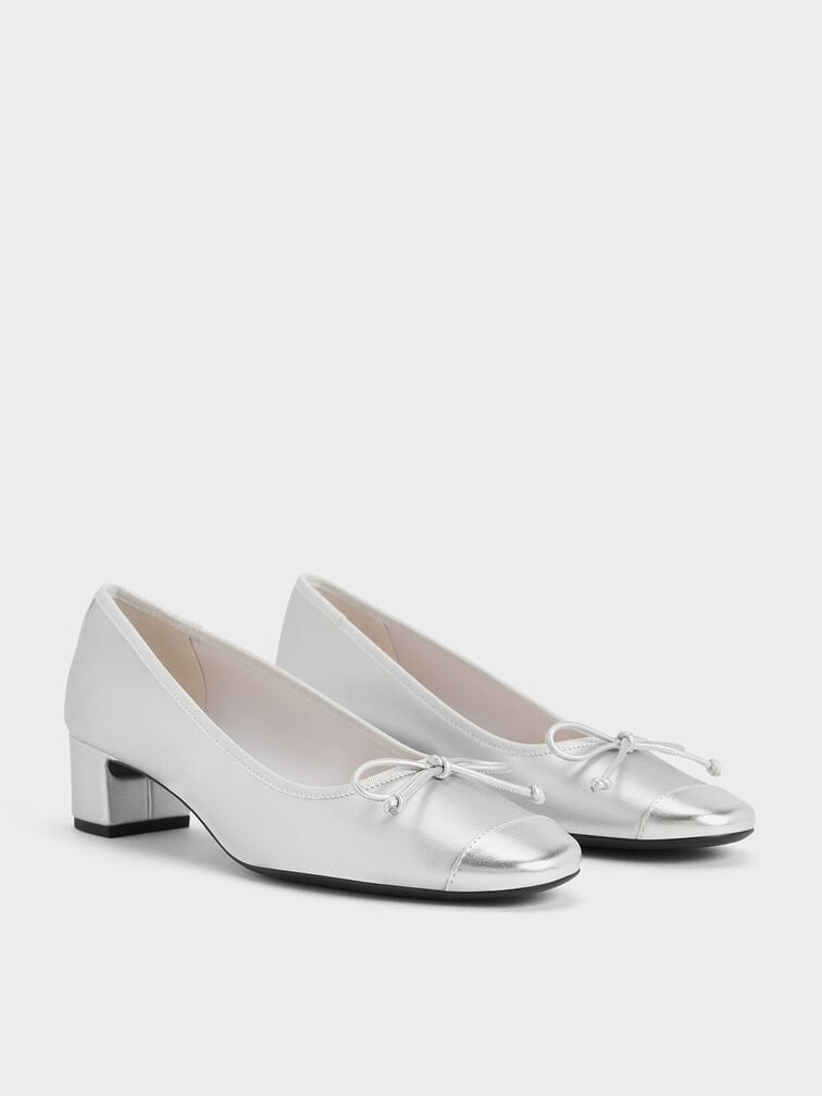 Glennis Bow Ballet Pumps, Silver, hi-res