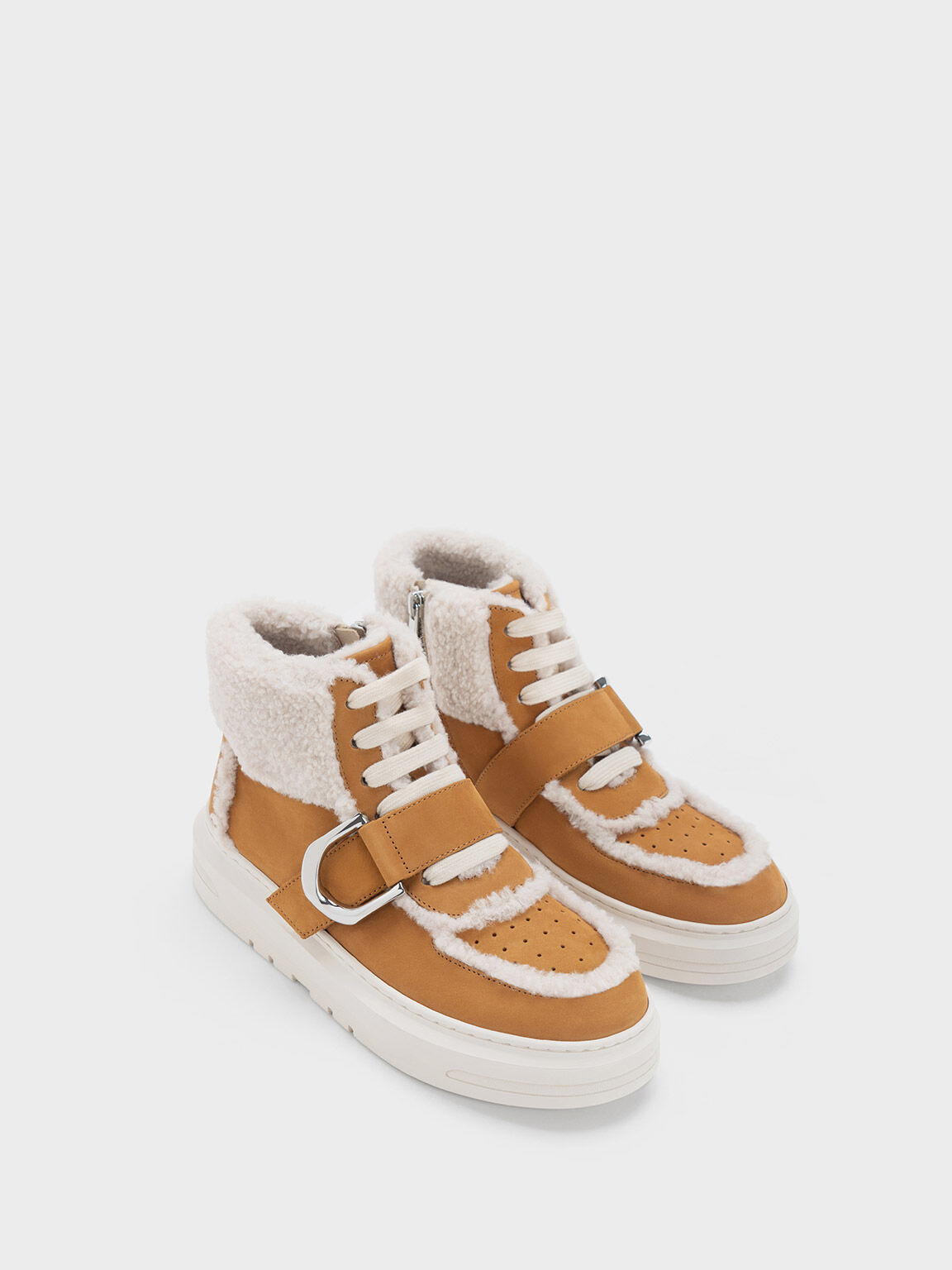 High top shearling sneakers hotsell