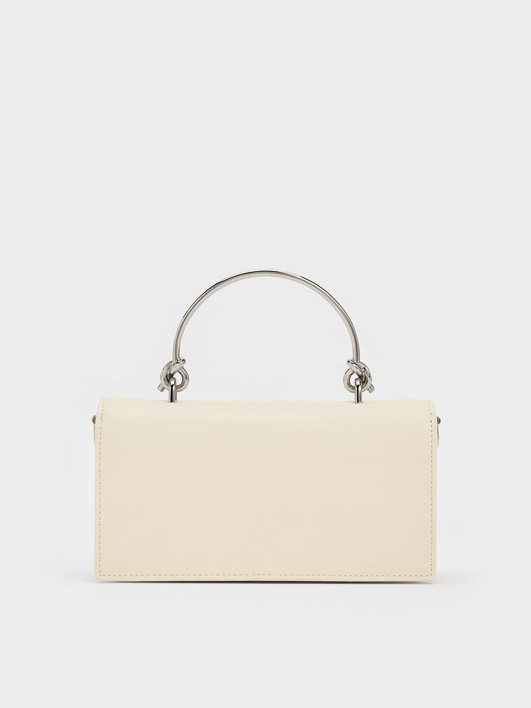 Kristine Sculptural-Handle Long Wallet, Cream, hi-res