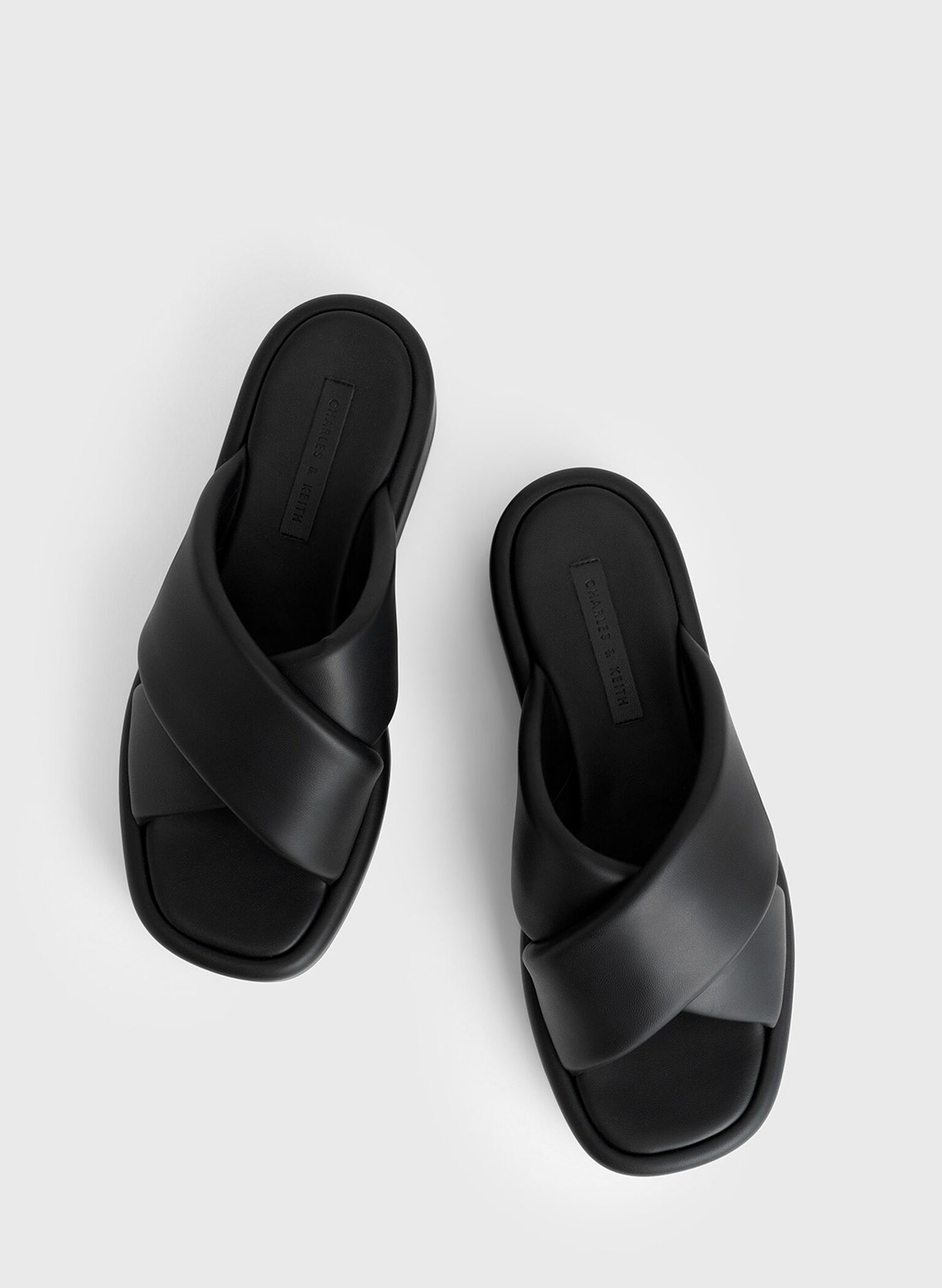 Padded Crossover Flatforms, Black, hi-res