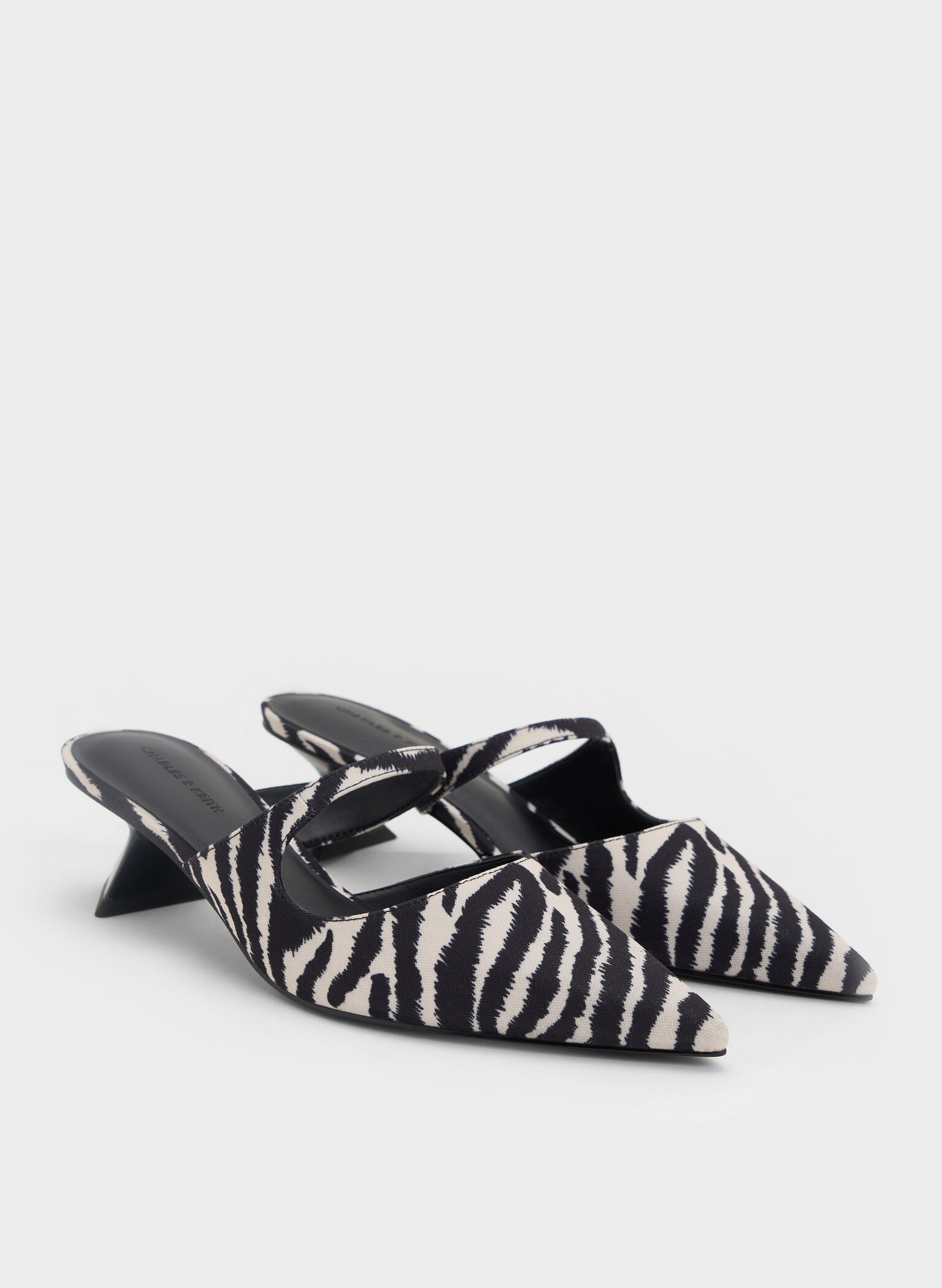 Vada Zebra-Print Asymmetric Sculptural Heel Pumps, Animal Print White, hi-res