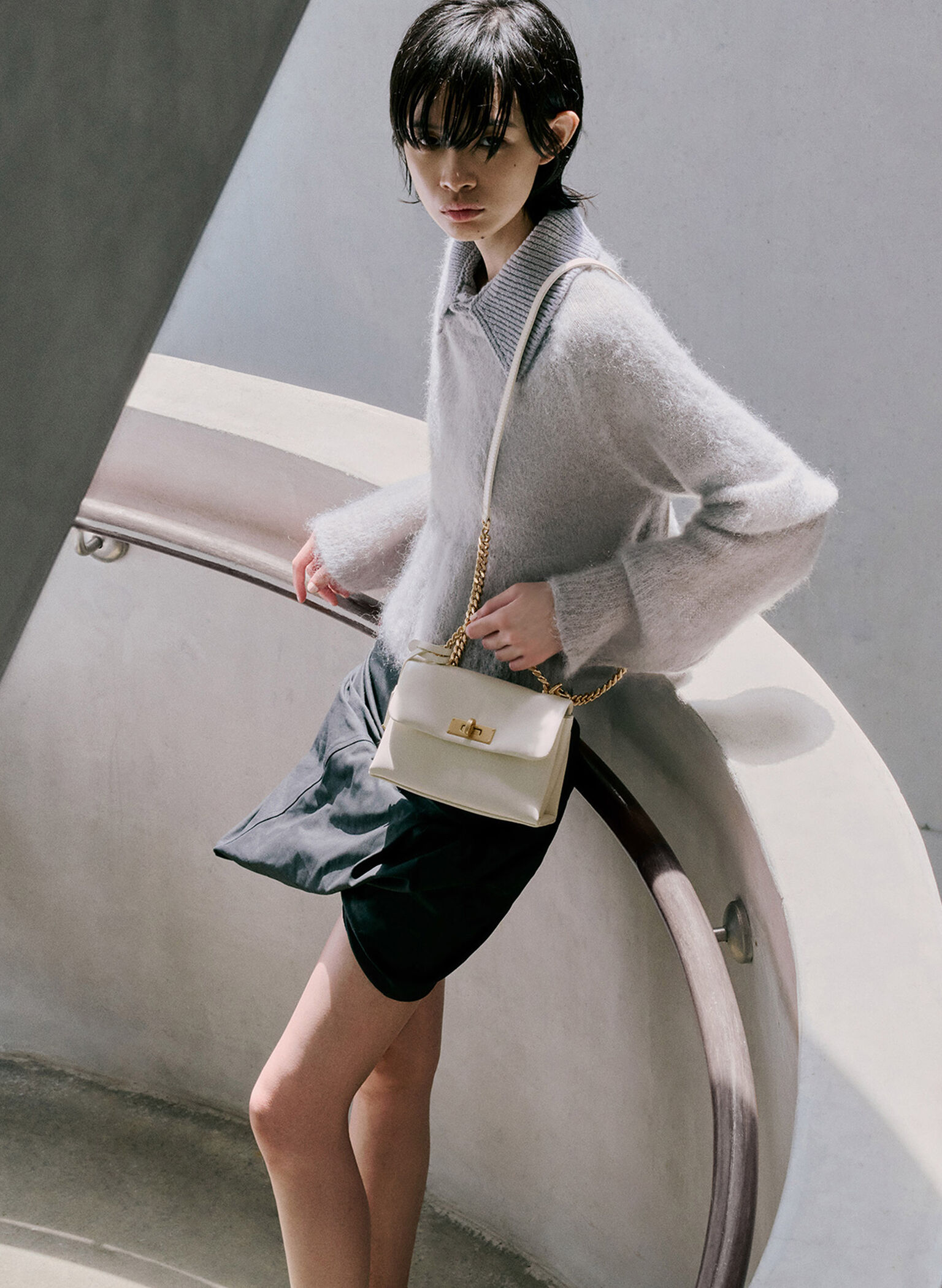 Mini Kerry Chain-Handle Crossbody Bag, Cream, hi-res