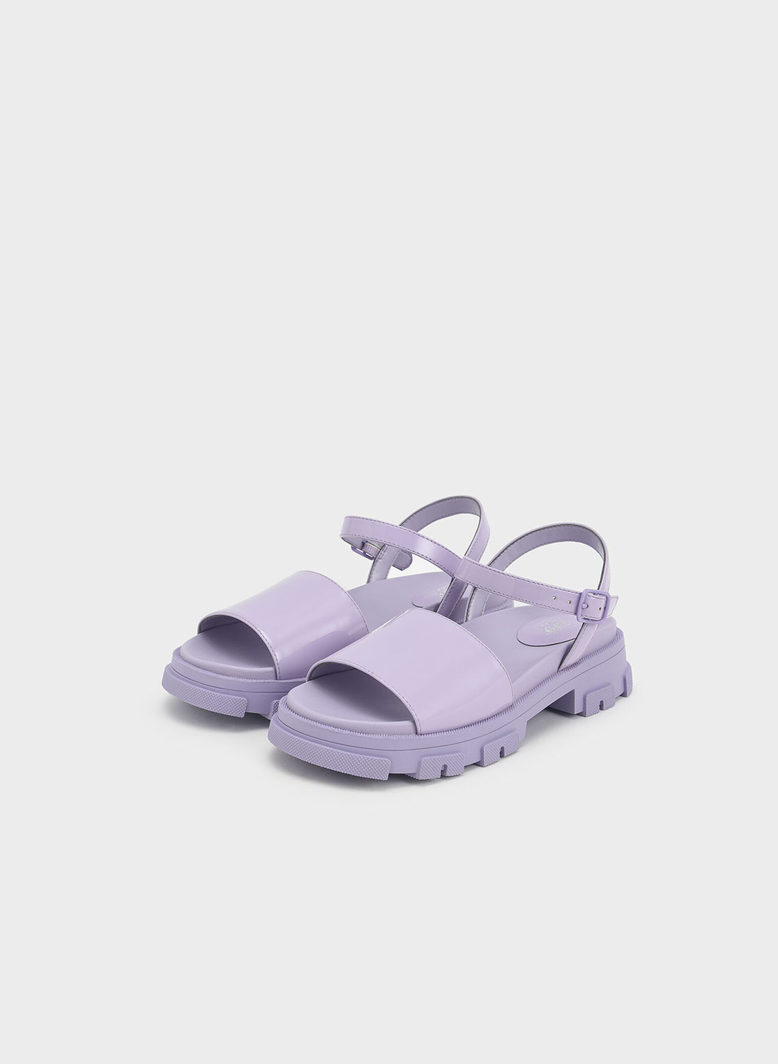 Girls' Patent Ankle-Strap Sandals, Lilac, hi-res