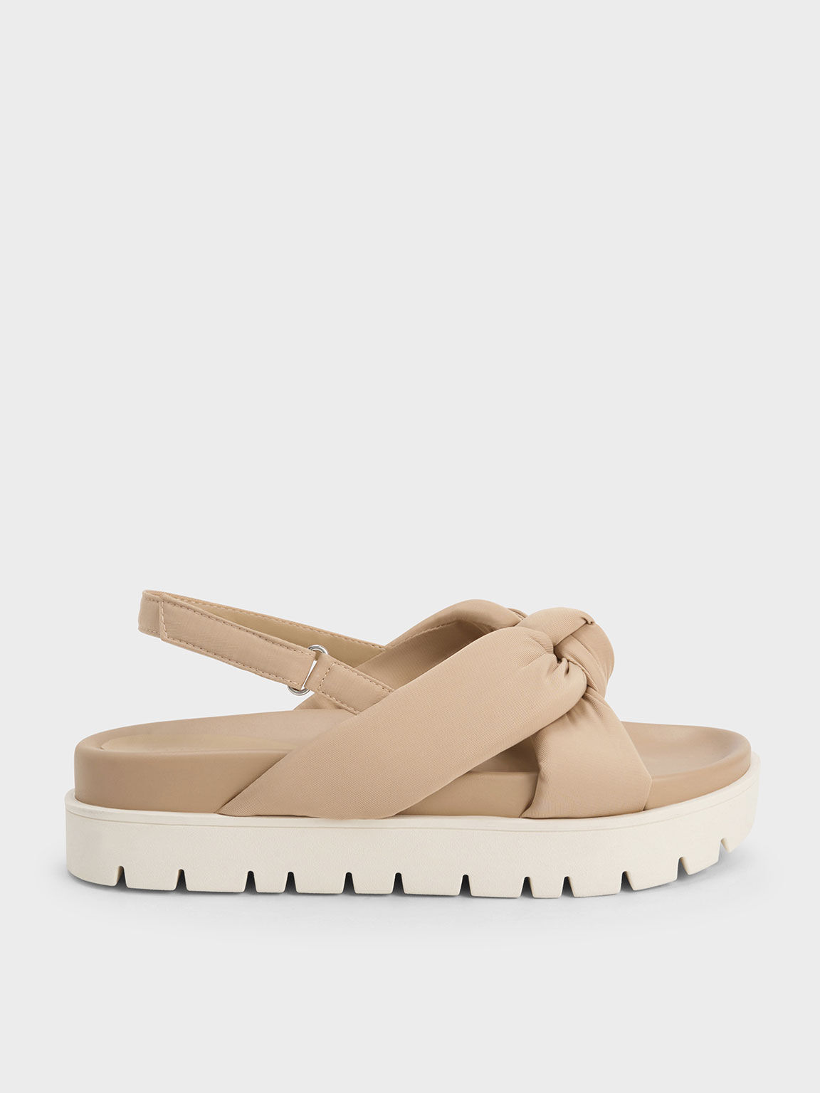 Nylon Knotted Flatform Sandals - Nude,  Charles & Keith