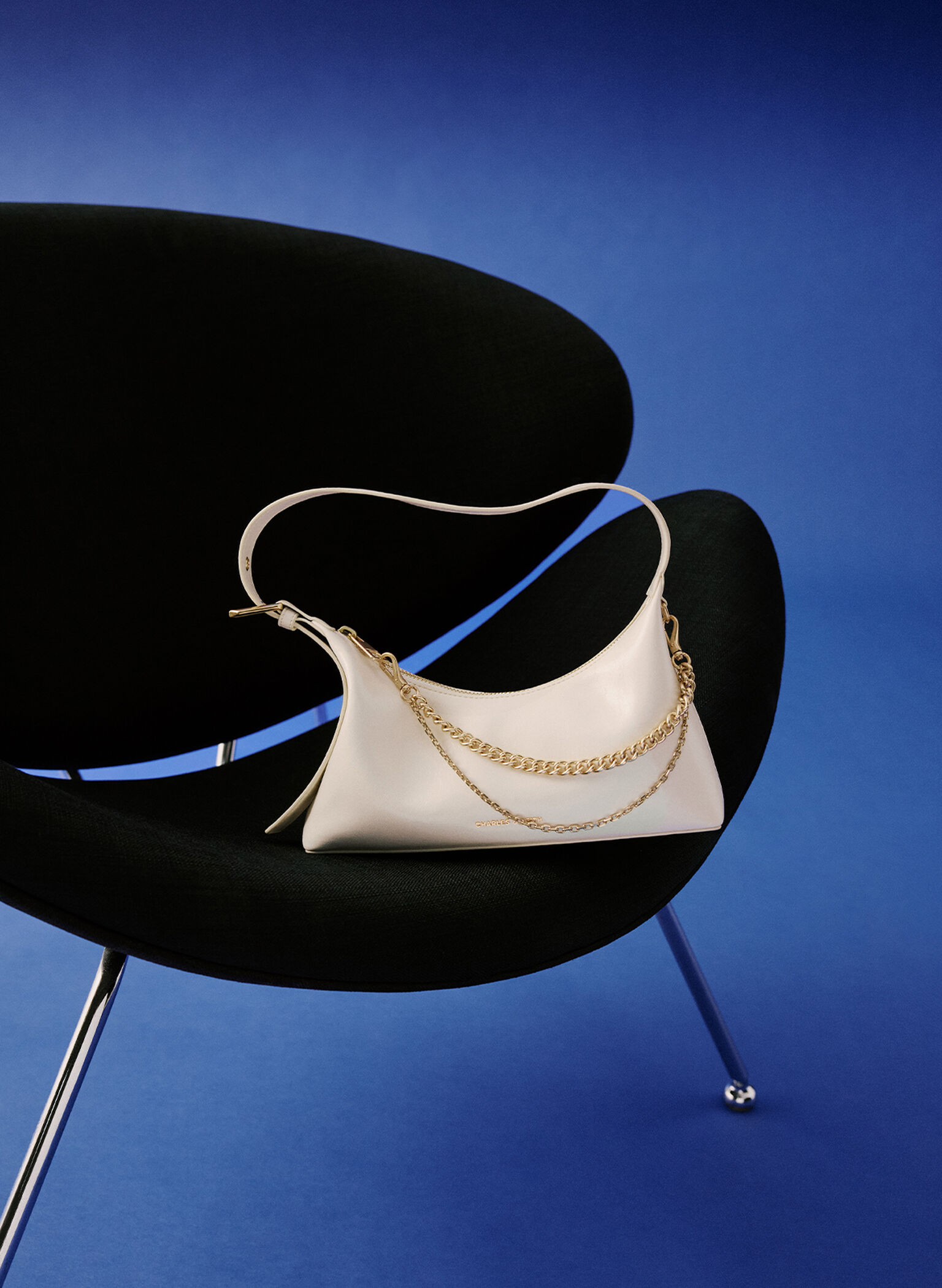 Atwood Chain-Embellished Shoulder Bag, Cream, hi-res