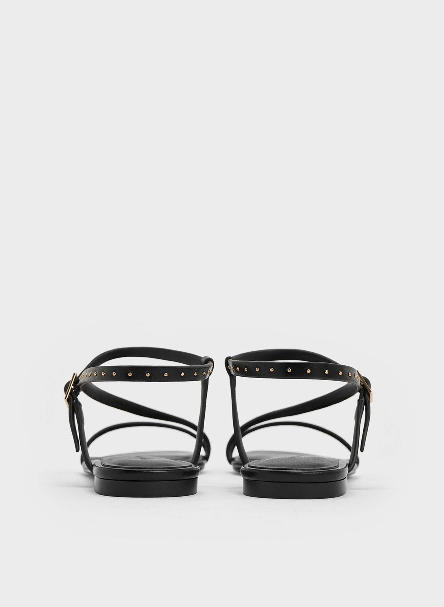 Studded Ankle-Strap Sandals, Black, hi-res