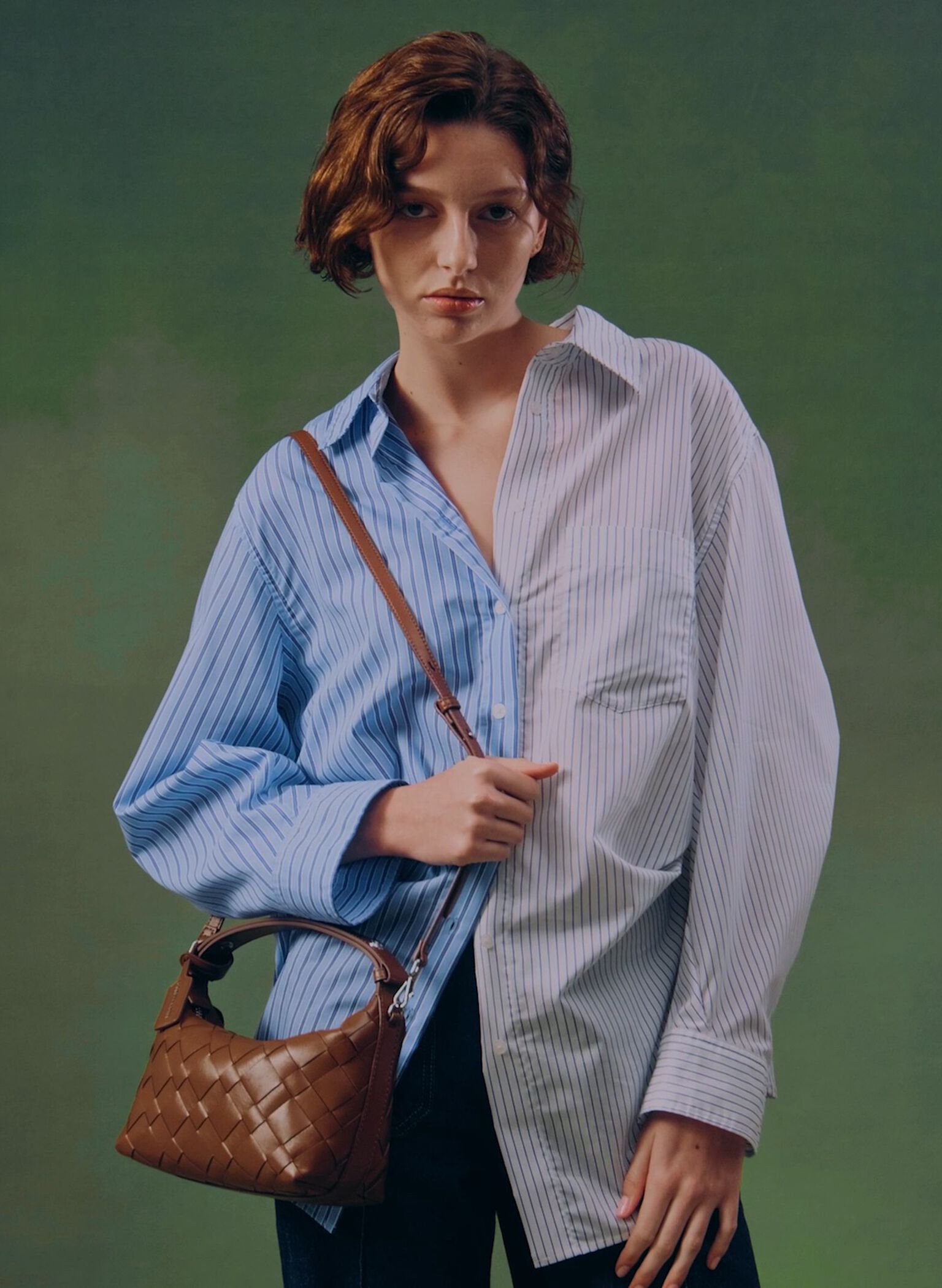 Ivette Woven Shoulder Bag, Chocolate, hi-res