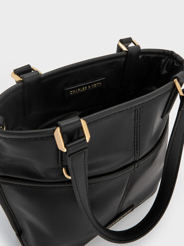 Addison Knotted-Rope Reversible Tote Bag, Black, hi-res