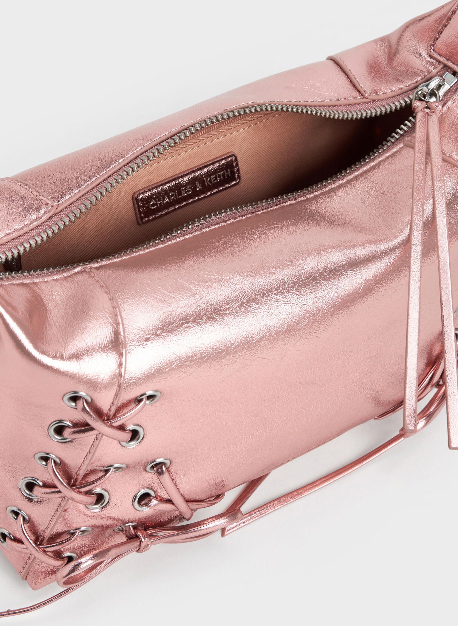 Xylia Grommet Lace-Up Shoulder Bag, Aura Pink, hi-res