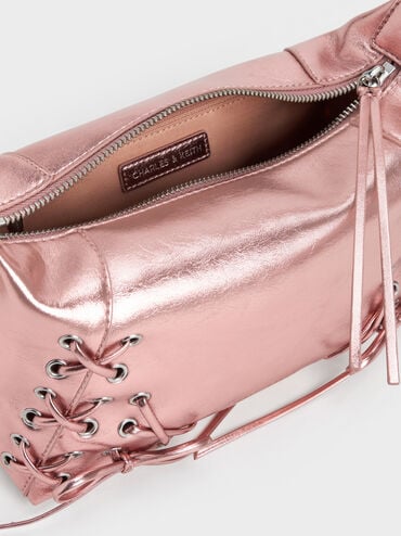 Xylia Grommet Lace-Up Shoulder Bag, Aura Pink, hi-res